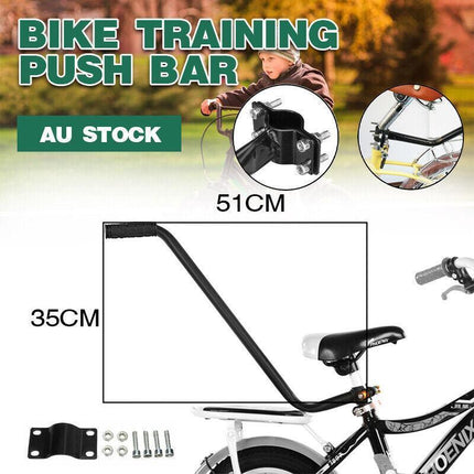 Push Handle Bar Bike Bicycle Assistance handle Parent Handle Black for Kids AU - Aimall