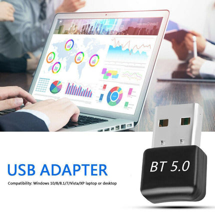 Bluetooth V5.0 Wireless USB Mini Dongle Adapter For Windows Laptop PC Universal - Aimall