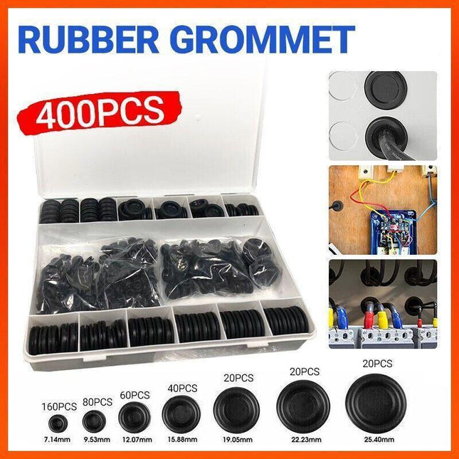 Auto Rubber Grommet Assortment Set 400 PCS Fastener Kit Blanking 7 Popular Sizes - Aimall