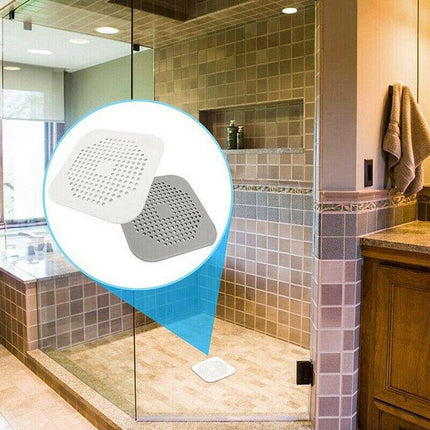 2X Square Drain Cover for Shower Drain Hair Catcher Flat Silicone Plug for Bath - Aimall