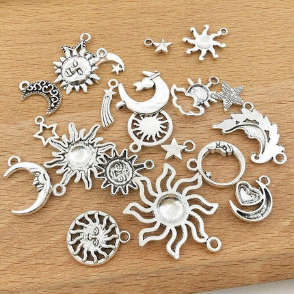 80PCS Mixed Tibetan Silver Charms Pendants Jewelry Making Findings DIY Craft - Aimall