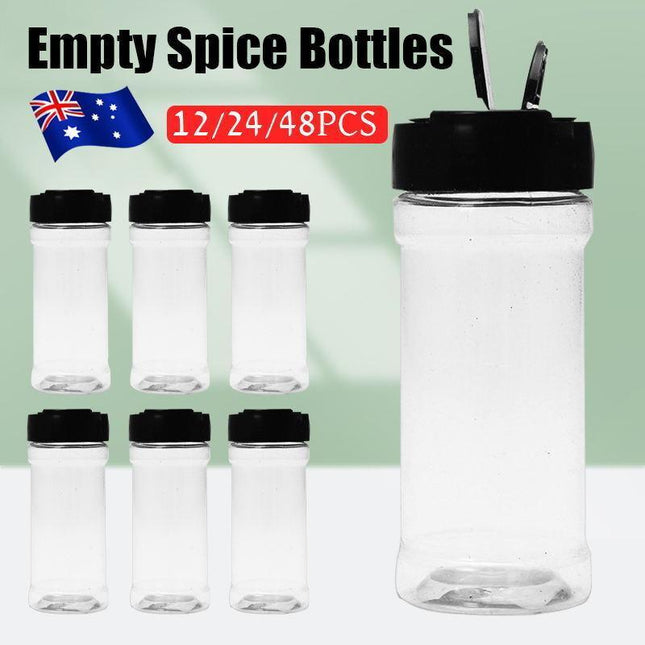 Up to 48PCS Plastic Spice Bottles Jars Containers Shaker Lid Empty Bottle 100ML - Aimall