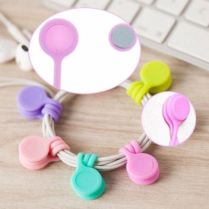 10Pcs Magnetic Tie Cable Organiser Headphone Earphone Cord Winder Holder Clip AU - Aimall