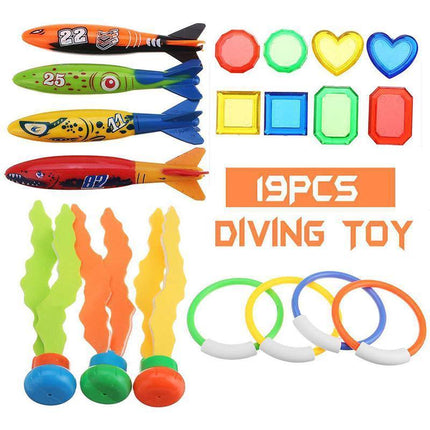 Underwater Swim Pool Diving Toys Summer Swimming Dive Toy Sets Water RIng Sticks - Aimall