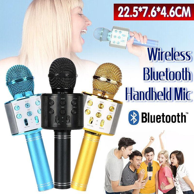 Karaoke Microphone Speaker Wireless Bluetooth Handheld Mic USB Player KTV WS858 - Aimall