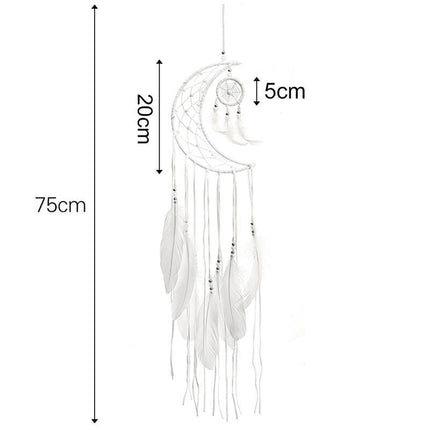 Moon Crescent feather Dream Catcher Wall Hanging Tapestry Woven Nursery Craft AU - Aimall