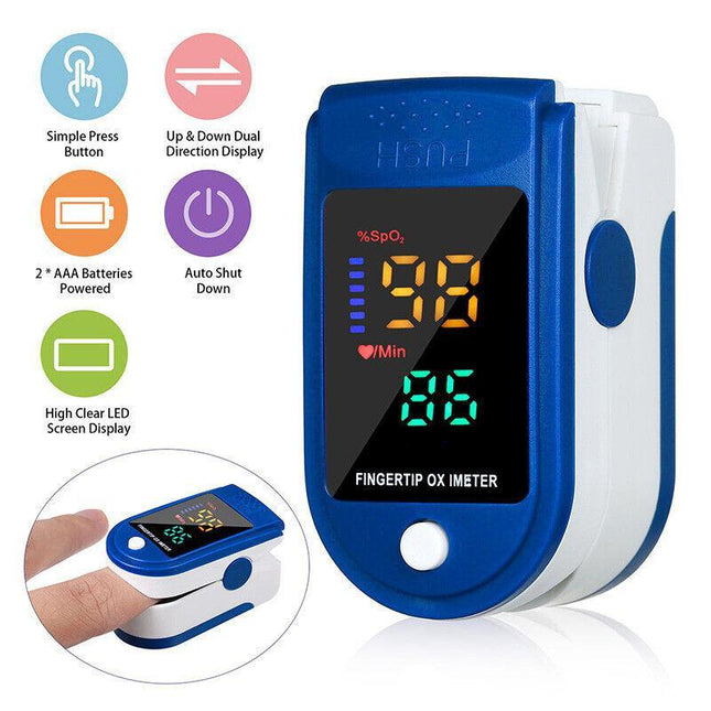 Professional Finger Pulse Oximeter Blood Oxygen Saturation Monitor Heart Rate AU - Aimall