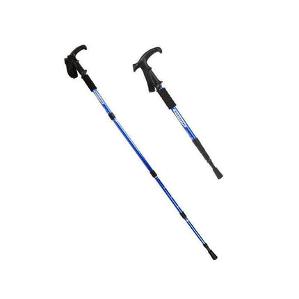 Folding Walking Stick Telescopic Adjustable Antishock Hiking Grip Pole Trekking - Aimall