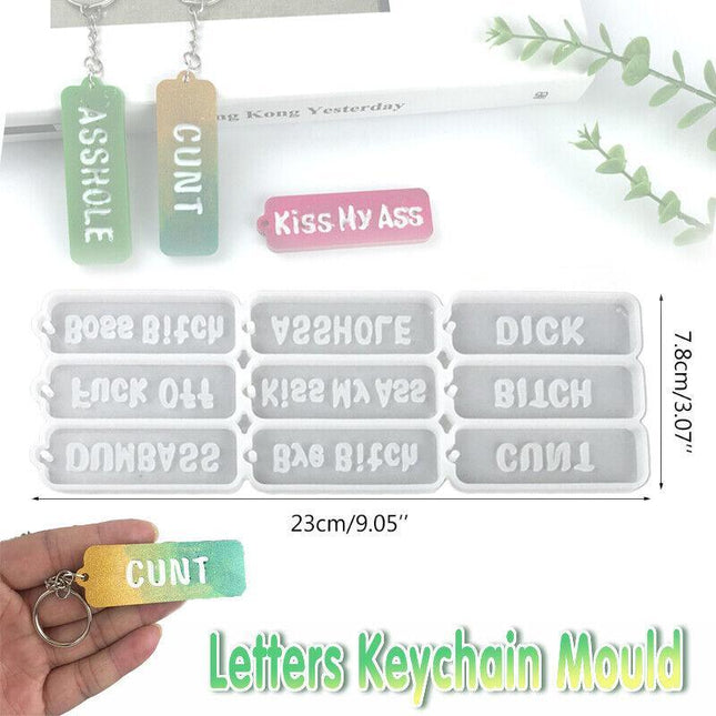 Letters Keychain Resin Epoxy Casting Mold Earring Pendant Craft Mould Silicone - Aimall