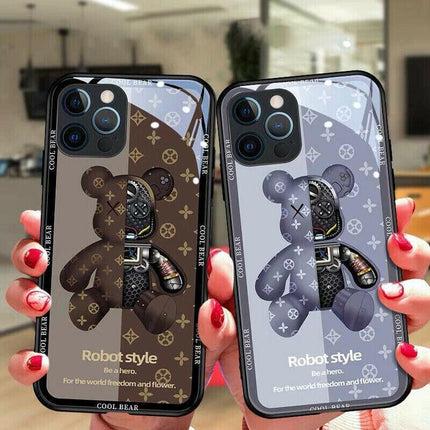 For iPhone 13 Pro Max 12 11XS XR Luxury Cool Bear Shockproof Glass Case Cover AU - Aimall
