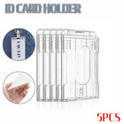 5Pcs Clear ID Card Holder Hard Plastic Vertical Double Sides Badge Business Work - Aimall