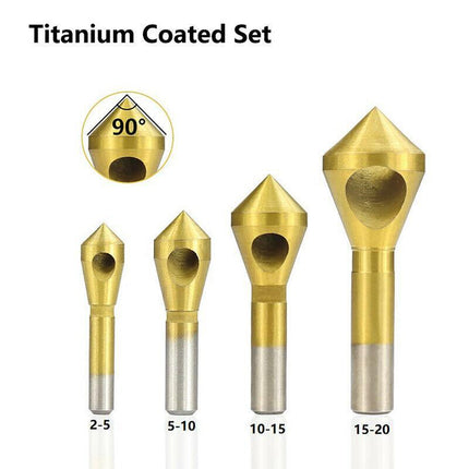 4PCS Chamfer Deburring Crosshole Metal Tool Countersink Cutting Ti Drill Bit Set - Aimall