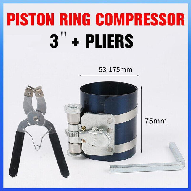 Piston Ring Compressor 53-175MM Ratchet Car Auto Engine Installer Pliers Set AU - Aimall