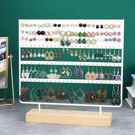 Earring Stand Display Rack 3-Tier Ear Stud Holder Jewelry Organizer 144 Holes - Aimall