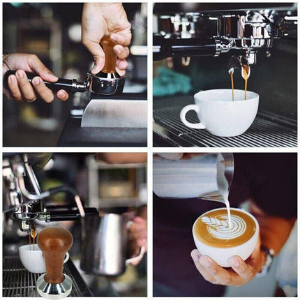 51mm Stainless Coffee Tamper Wooden Handle Barista Espresso Grinder AU Stock - Aimall