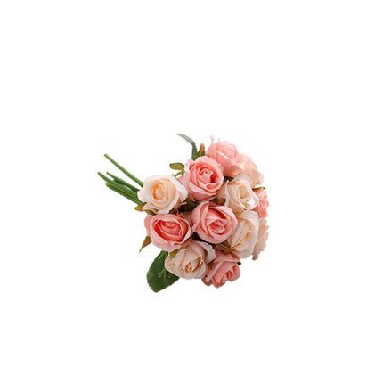 12 Heads Silk Rose Artificial Flowers Fake Bouquet - Aimall