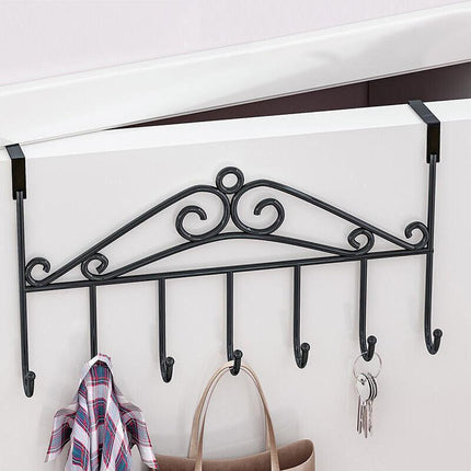 7-Hooks for Bedroom Over The Door Hanger Clothes Storage Towel Iron Hanging Rack - Aimall
