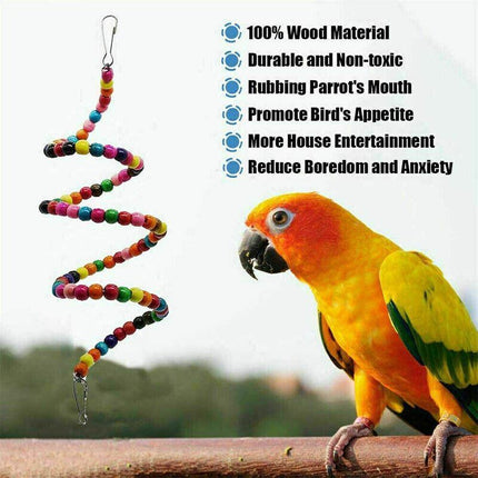 10PCS Bird Toys Parrot Swing Toys Chewing Hanging Bell Cockatiel Cage Toy Set AU - Aimall