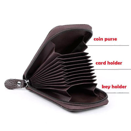 RFID Blocking Leather Wallet Anti-theft Credit Card Holder Men Women Coin Purse - Aimall