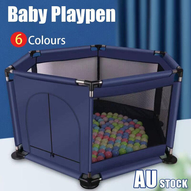 130CM Baby Playpen Child Play Mat Interactive Safety Gate Slide Fence Game Set - Aimall