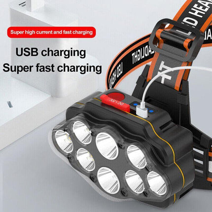 100000LM 8LED T6 Headlamp Headlight Torch Rechargeable Flashlight Work Light AU - Aimall