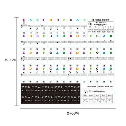 TRANSPARENT Keyboard Piano Stickers 88/61/54/49/37 KEYS Sticker Note For Learner - Aimall