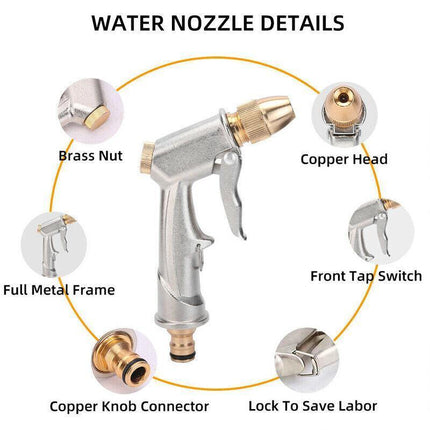 2PCS High Pressure Water Spray Gun Brass Nozzle Garden Hose Pipe Lawn Car Wash - Aimall