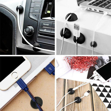 6-18 PCS Cable Clips Tidy Cord Lead Organiser USB Charger Holder Drop Sticker - Aimall