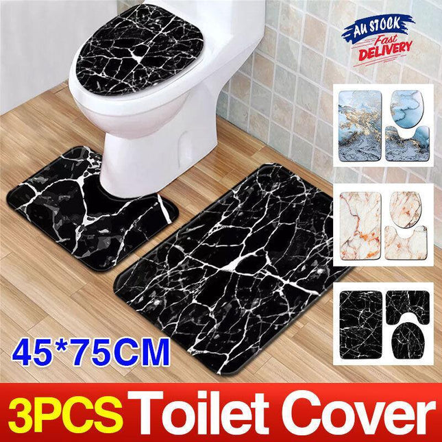 Washable Anti Slip Bathroom Mat Toilet Seat Lid Cover Pedestal Rug Bath Carpet - Aimall