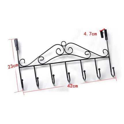7-Hooks for Bedroom Over The Door Hanger Clothes Storage Towel Iron Hanging Rack - Aimall