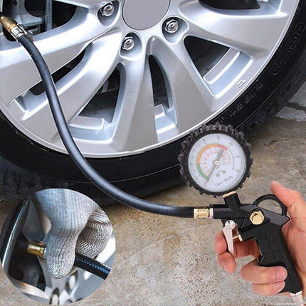 Tyre Pressure Gauge Air Tire Inflator Car Motorcycle Pump Hose Compressor Tool - Aimall