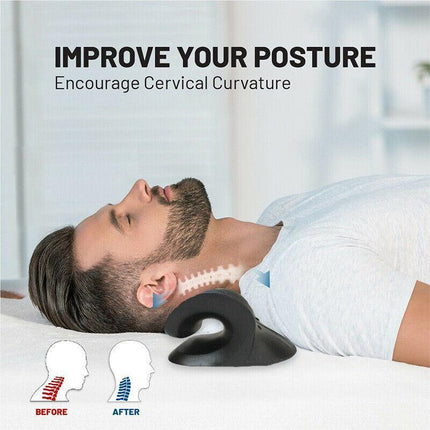 Cervical Traction Pillow, Neck Stretcher Device - Neck Pain,Headaches,TMJ Relief - Aimall