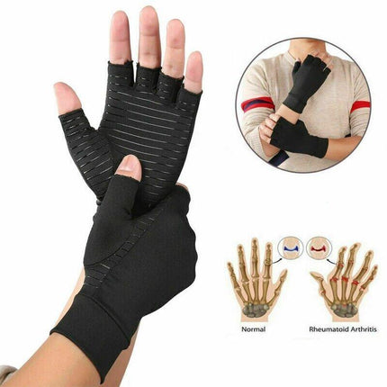 Compression Copper Arthritis Gloves Hand Wrist Brace Finger Pain Relief Support - Aimall