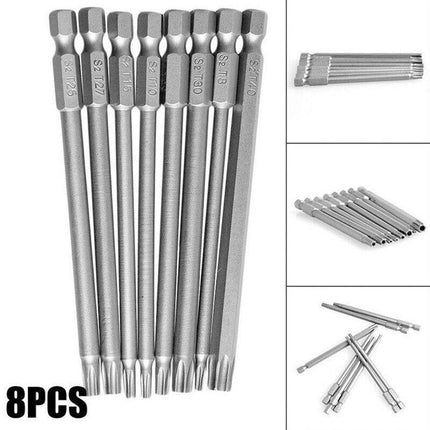 8x T8-T40 Torx Screwdriver Bit Set Hex Security Magnetic Head 100mm Long New AU - Aimall
