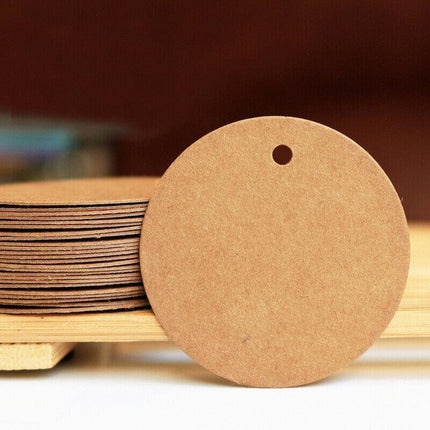 200PCS Kraft Paper Tags Round 5X5 cm Brown Card Cardboard Wedding Party Gift DIY - Aimall