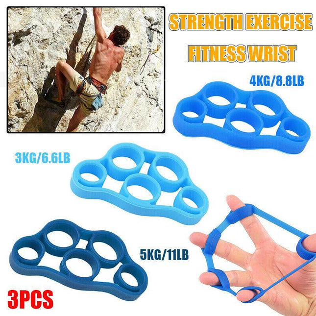 3Pcs Finger Stretcher Hand Resistance Band Grip Strength Exercise Fitness Wrist - Aimall