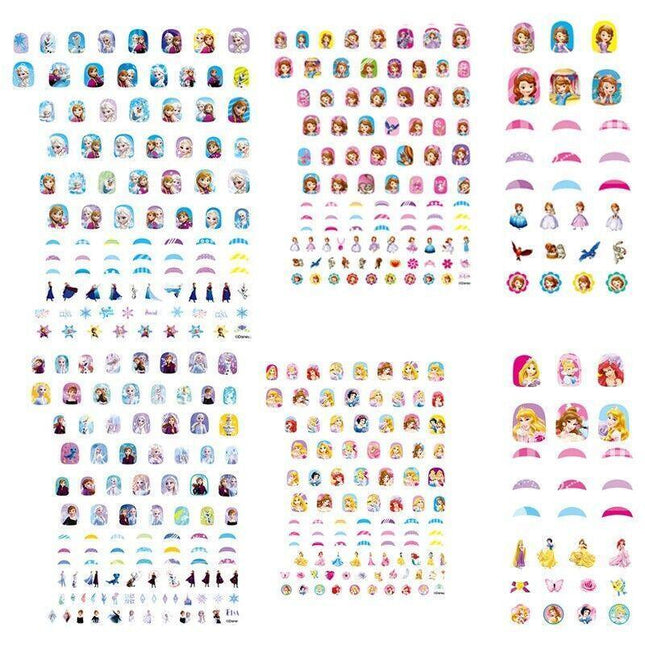 100Pcs Deluxe Girl Nail Patch Set Super Pan Ice Princess Cartoon Nail Patch Au Aimall