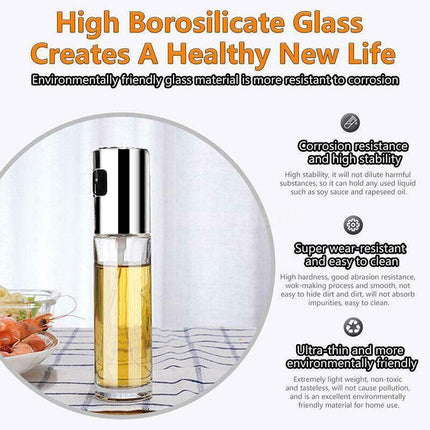 2x Oil Sprayer Olive Bottle for Cooking Dispenser Steam Food-Grade Glass Bottles - Aimall