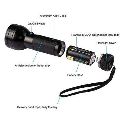 UV Torch Ultra Violet Flashlight Blacklight Light Lamp 51 LED 395 nM Aluminum AU - Aimall