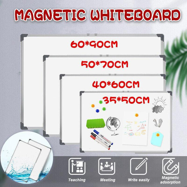 Portable Magnetic Home and Office Board Whiteboard 4 Sizes Marker Eraser Button - Aimall