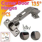 4PCS Kitchen Cabinet Hinge Cupboard Wardrobe 135° Corner Fold Door Hinges AU - Aimall