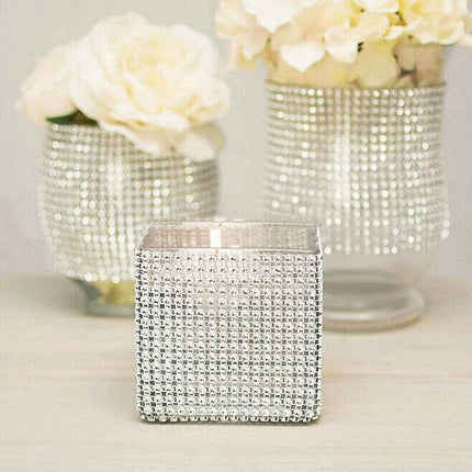 9M Diamante Diamond Ribbon Crystal Silver Rhinestone Mesh Wrap Wedding Party AU - Aimall