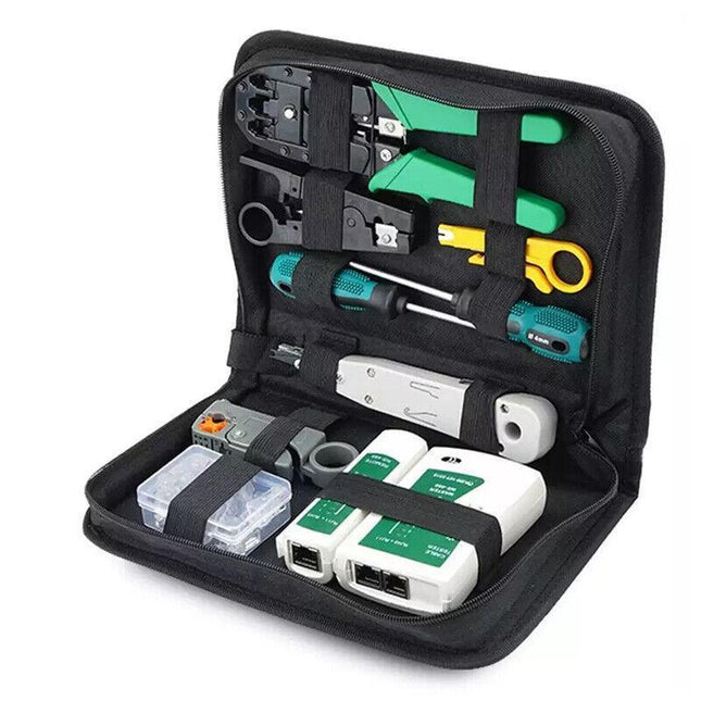 CAT6/5 LAN Network Cable Tool Kit Crimper RJ45 Tester Stripper Punch Down Cutter - Aimall