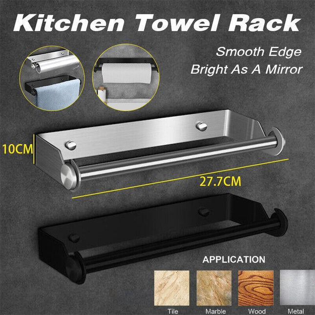 Paper Towel Holder Under Cabinet Wall Mount Stainless Steel Rack Kitchen - Aimall