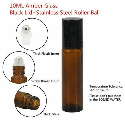 5/10ml Roller Rollerball Perfume Essential Oil Roll On Ball Amber Glass BottleAU - Aimall