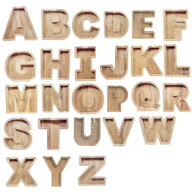 Wooden Piggy Bank Funny Letter/Guitar Coin Saving Money Box Kids Adults Gift A-Z - Aimall
