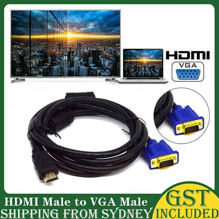 HDMI Male to VGA Male Cable Adapter Monitor Lead HD 15Pin 1080P Converter Laptop - Aimall