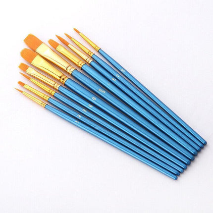 10pcs Artist Paint Brushes Set Painting Tool for Acrylic Oil Watercolour Kit AU - Aimall