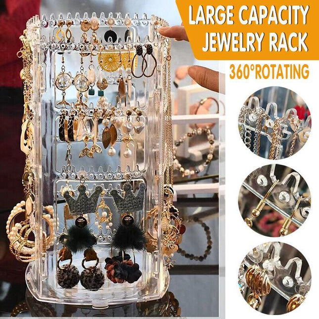 360 Rotating Earring Holder Jewelry Rack Display Stand Jewelry Organizer AU - Aimall