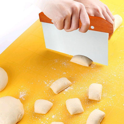 Stainless Steel Dough Bench Scraper Wooden Handle Cake Slicer Pastry Cutter AU - Aimall